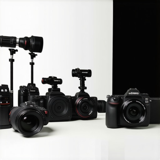 Modern content creator studio with multiple cameras, lighting, and soundproofing