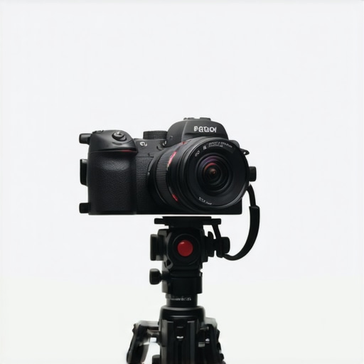 High-quality camera with studio lighting in a creator's workspace