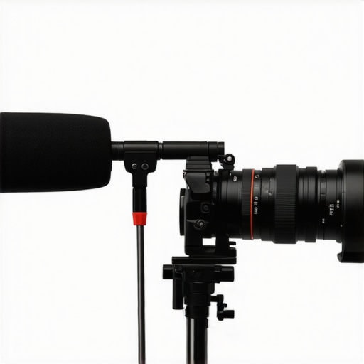 A well-organized studio with softbox lighting, camera mounted on tripod, and microphone positioned for optimal audio quality.