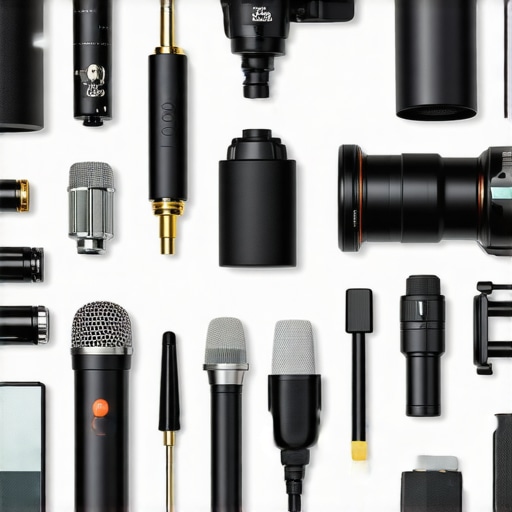 Organized Creator Workspace A well-maintained creator workspace with organized microphones, camera, lighting, and maintenance tools