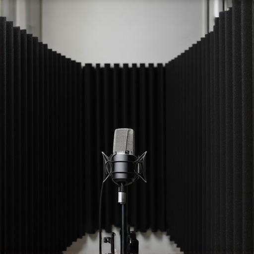 Clean Audio Studio Environment in 2026 Home recording studio with acoustic foam panels and professional microphone setup