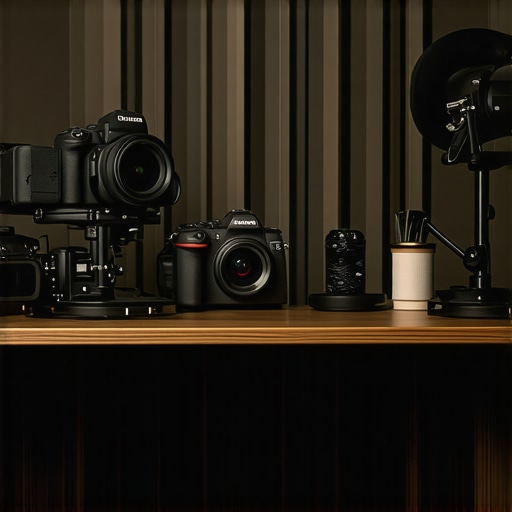 A tidy and well-maintained creator studio setup with cameras, microphones, and studio lighting in pristine condition.