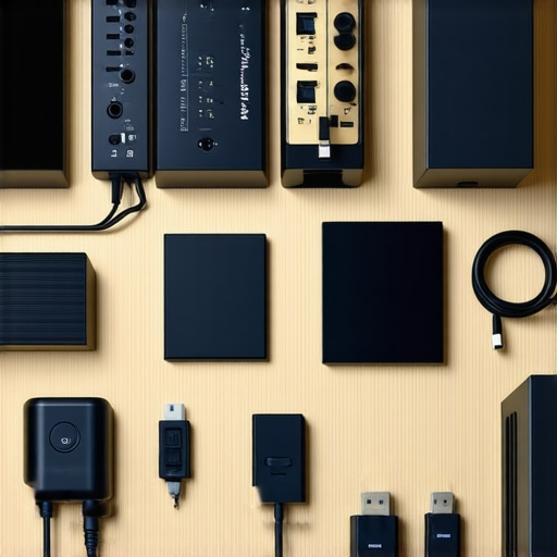 Studio setup with uninterruptible power supply and organized cables