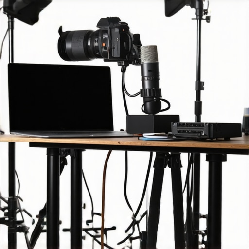 An organized creator studio with tools and equipment maintenance in progress, demonstrating routine upkeep.