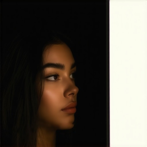 A white foam board positioned behind a content creator reflecting light onto their face in a small studio.