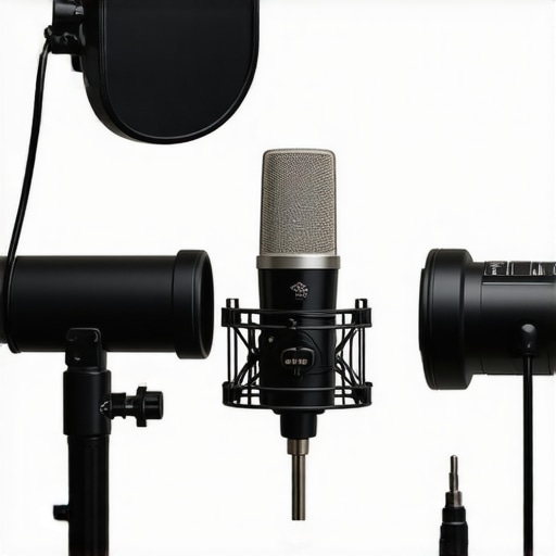 A detailed image illustrating advanced creator setup with lighting, microphone, and camera positions.