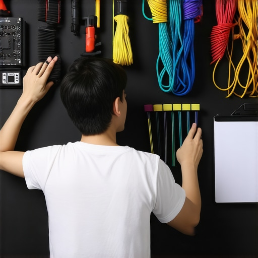 A content creator cleaning and organizing studio gear to ensure optimal performance