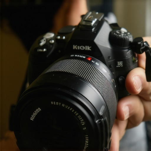 A person carefully cleaning a mirrorless camera sensor with a specialized cleaning tool.
