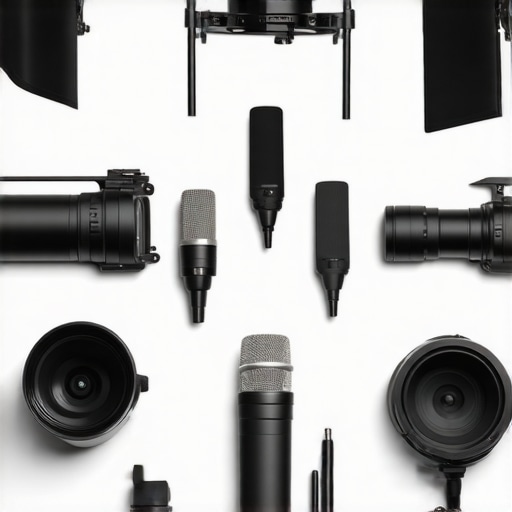 Advanced Content Creator Studio Setup Professional studio gear with lighting, microphones, and cameras for high-quality content creation.