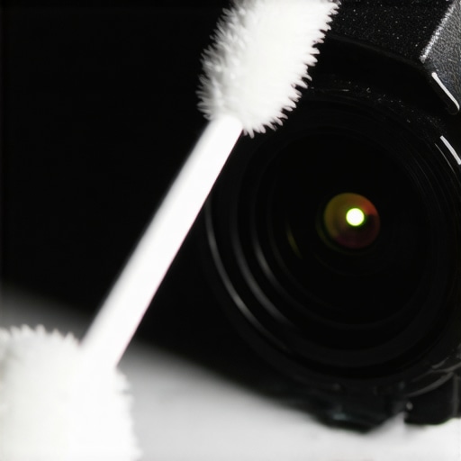 A person using a sensor swab to clean a camera sensor