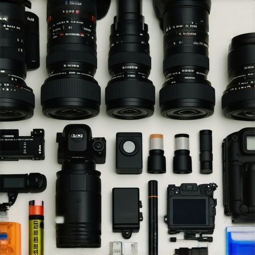A person organizing camera and lighting equipment to ensure proper maintenance and longevity