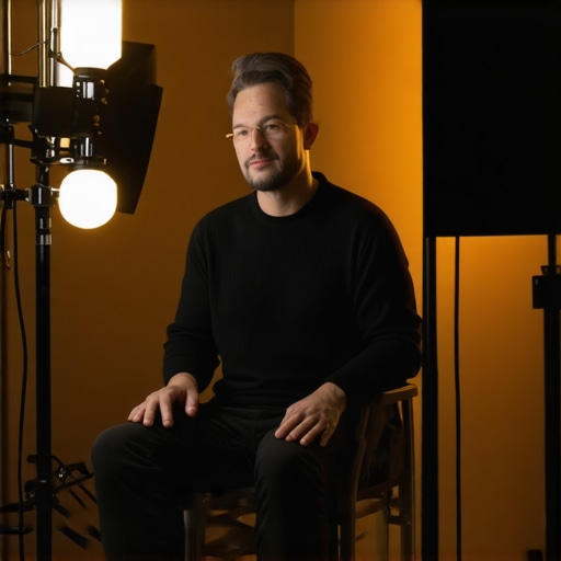 A small content creator studio with camera, microphone, and lighting optimized for tight spaces.