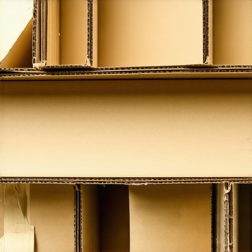 Close-up of layered cardboard panels used for acoustic treatment in a studio