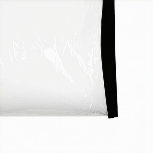 Plastic bag acting as a diffuser in front of a studio light, softening the glow.