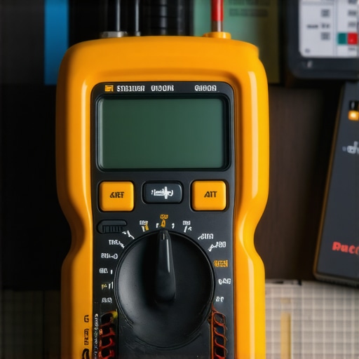 Essential Multimeter for Creator Maintenance Person using a digital multimeter to check studio electrical equipment.