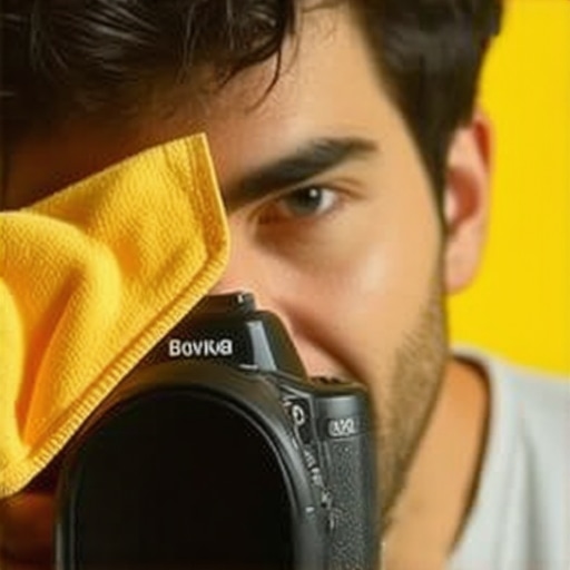 Content creator maintaining camera equipment in studio