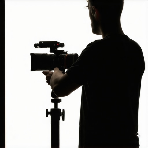 A person adjusting camera settings and lighting to achieve natural skin tones during a video shoot.
