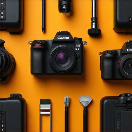 A creator using cleaning tools on their camera and microphone to ensure optimal performance