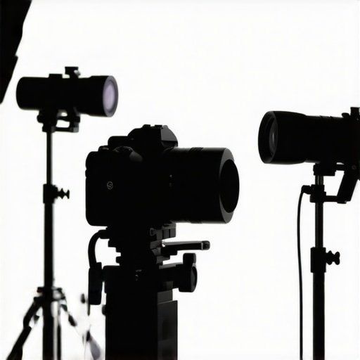 A professional creator adjusting camera and lighting equipment in a studio.