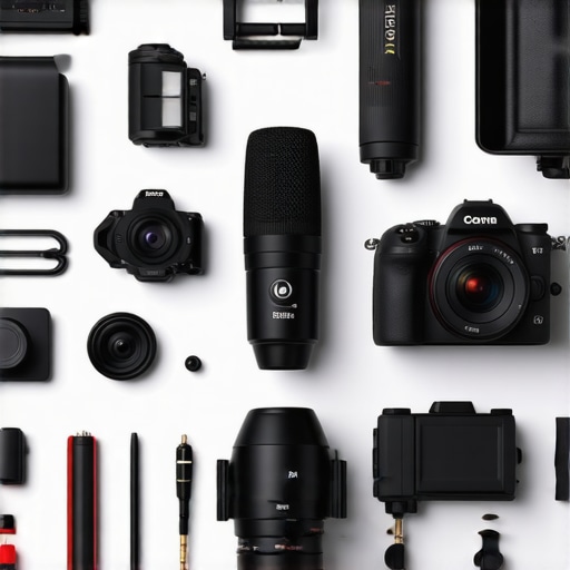 A well-organized creator setup with camera, microphone, and lighting for high-quality content