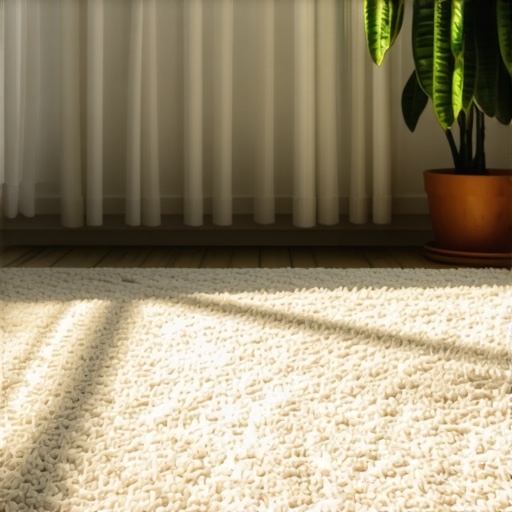 A video creator's studio with a thick rug reducing sound reflections and glare