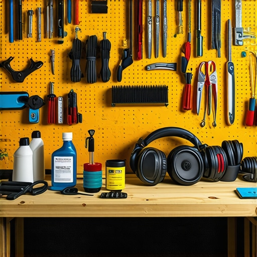 Studio Maintenance Tools and Routine Checks An organized creator studio workspace showing maintenance tools and equipment