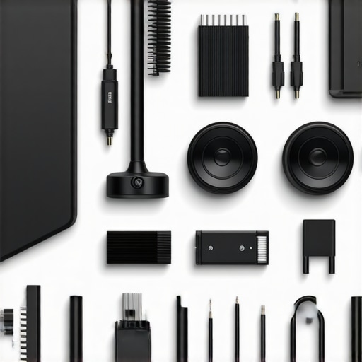 Content Creator's Maintenance Setup Tools and equipment for maintaining camera and studio gear organized on a workspace.