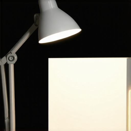 A white-painted cardboard shoebox acting as a reflector, reflecting light onto a product for video filming.