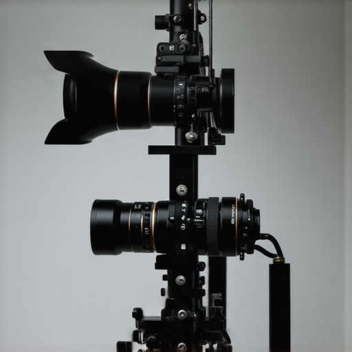 Optimized Creator Workspace Setup A professional studio setup with hidden cables, wall-mounted camera, and soft lighting