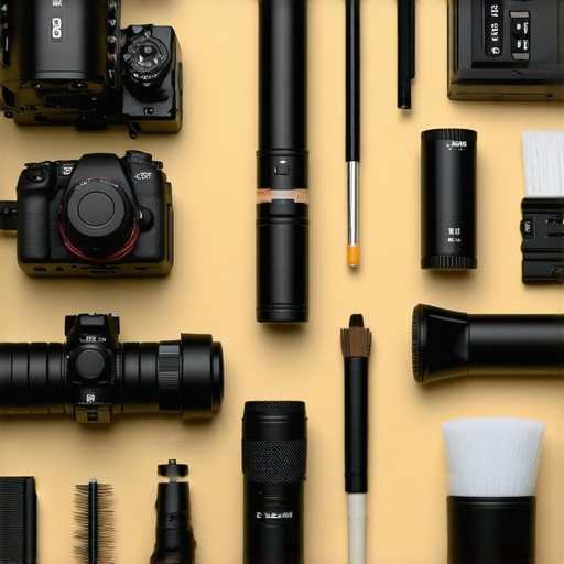 A well-organized studio setup with cleaning tools and equipment ready for maintenance