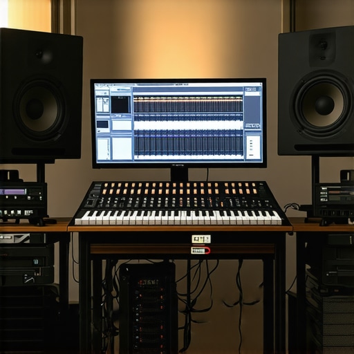 Clean and organized content creation studio with professional cameras, microphones, and lighting.