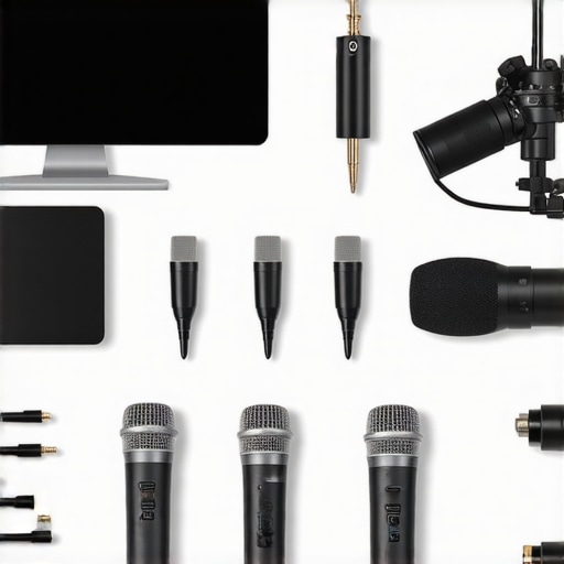 A well-organized content creator's desk showing cleaning brushes, cables, and camera gear, highlighting maintenance practices.