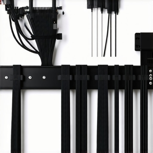 A professional-looking studio with cables neatly bundled and secured using zip ties, labels visible for quick identification.