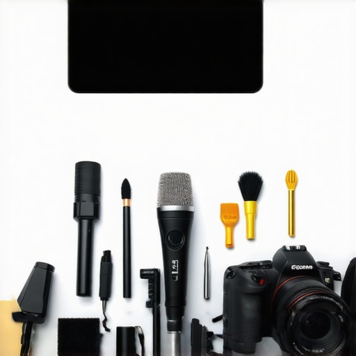 Professional Gear Maintenance A person cleaning creator equipment with brushes and cloths in a studio