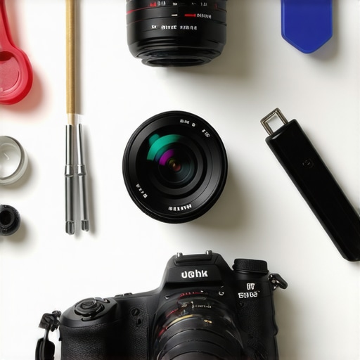 A content creator carefully cleaning their camera sensor using a precision cleaning tool, highlighting maintenance routine.