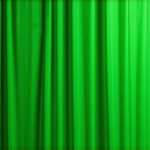 A green bed sheet tightly hung with tension rods under studio lighting for green screen backdrop.