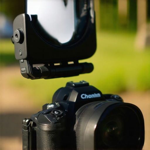 Small USB fan attached behind a mirrorless camera during outdoor shoot for cooling