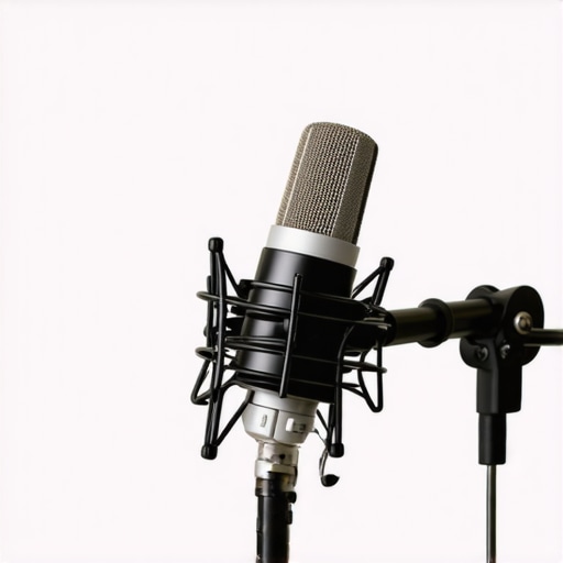 A professional microphone in a treated room illustrating how acoustics affect audio quality for content creators.