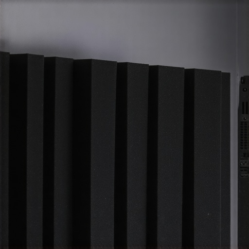 Close up of acoustic foam mounted with a spacer for better sound absorption
