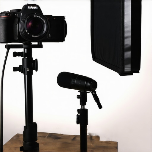 A complete professional creator setup with high-end camera, microphone, and studio lighting.