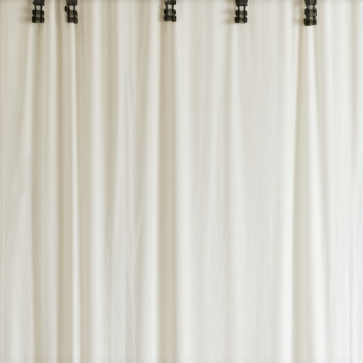 White bed sheet hung on a wall with command hooks to create an air gap for sound absorption.