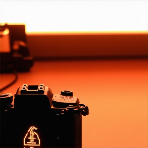 A mirrorless camera on a tripod displaying a thermal warning icon to illustrate the risk of overheating during long recording sessions.