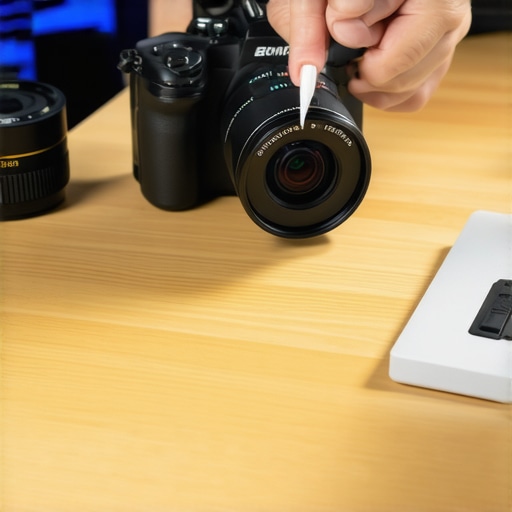 Hands cleaning a camera sensor with professional tools to ensure image quality