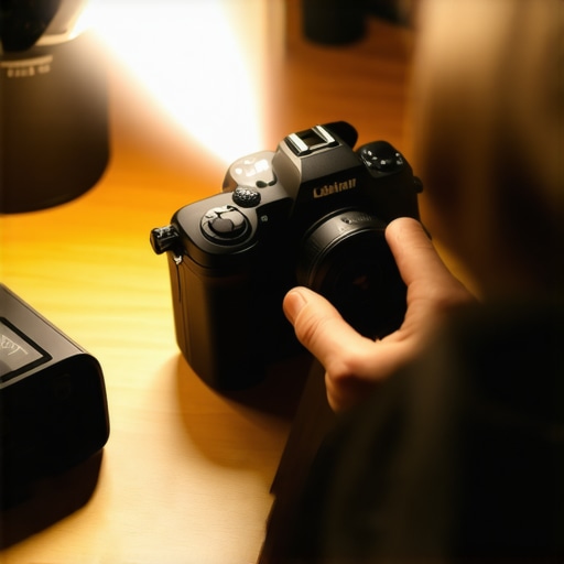 Creator using flashlight to inspect camera sensor for dust particles