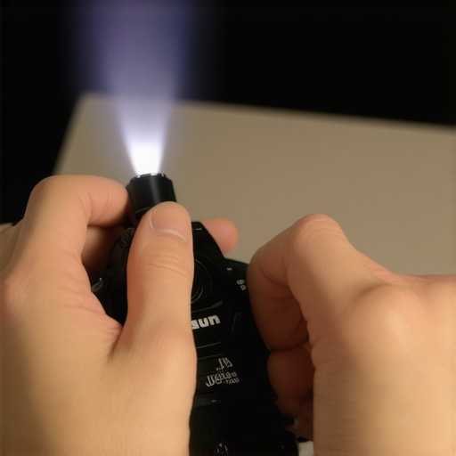 Close-up of camera maintenance and sensor cleaning process