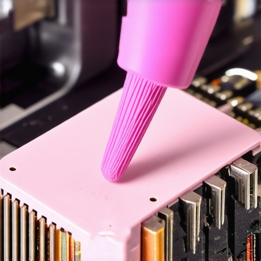 Close-up of a hand cleaning camera battery gold contacts using a pink eraser for better maintenance.