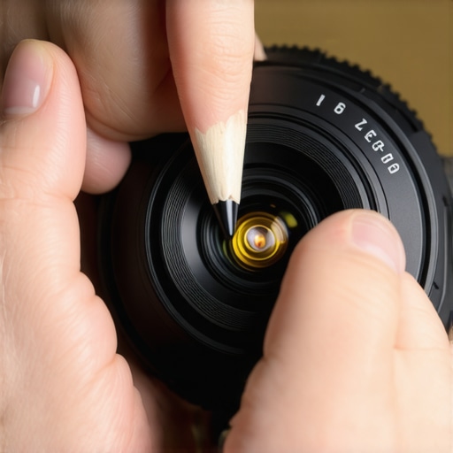 Close-up of cleaning camera lens contacts using a white eraser for better gear maintenance.