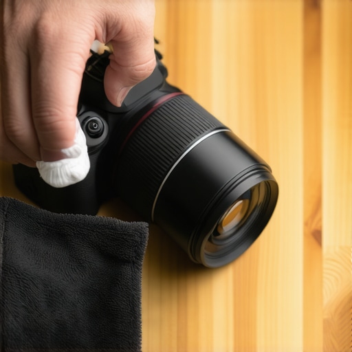 A creator performing professional maintenance on a mirrorless camera lens to ensure high-quality video content.