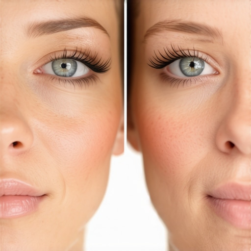Comparison between flat front lighting and 45-degree lighting on a creator's face.