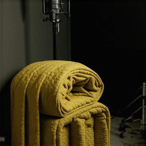 Close-up of a homemade corner bass trap in a recording studio using heavy materials.
